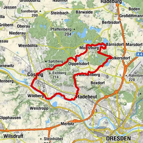 Elbe-Moritzburg-Lößnitzgrund-Radroute