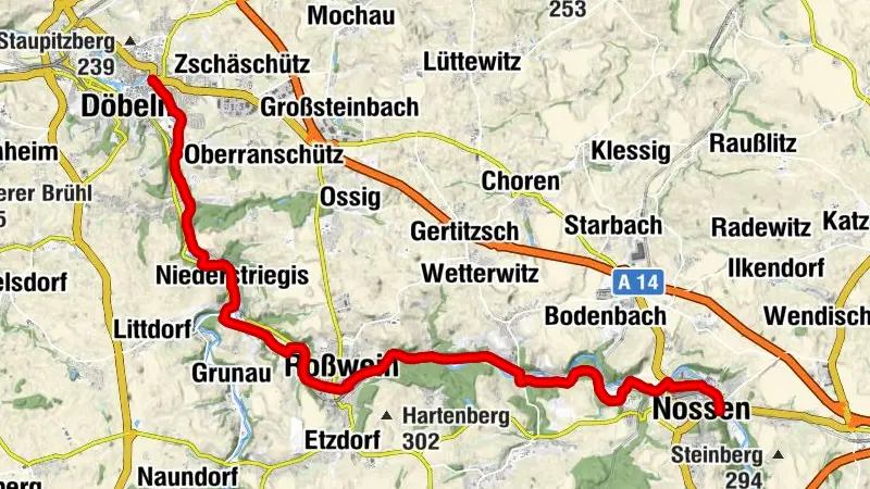 Mulderadweg - Abschnitt Nossen bis Döbeln (Freiberger Mulde)