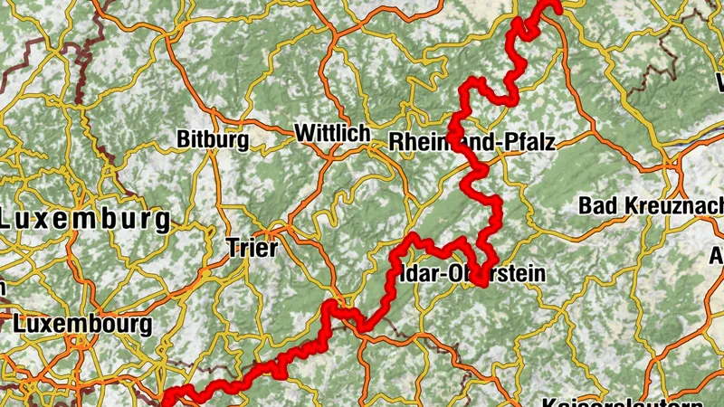 Gesamtstrecke Saar-Hunsrück-Steig von Perl nach Boppard