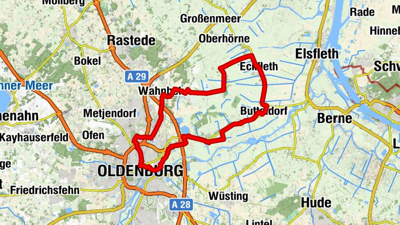 Route um Oldenburg - Teilroute Wesermarsch