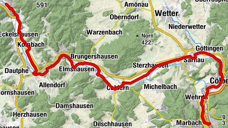 Lahnradweg 2nd stage Biedenkopf - Marburg