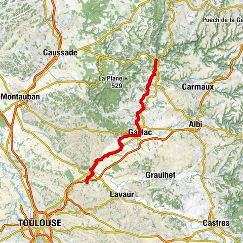 Itinéraire Conques Toulouse - De Saint-Martin-Laguépie à Saint-Sulpice-la-Pointe