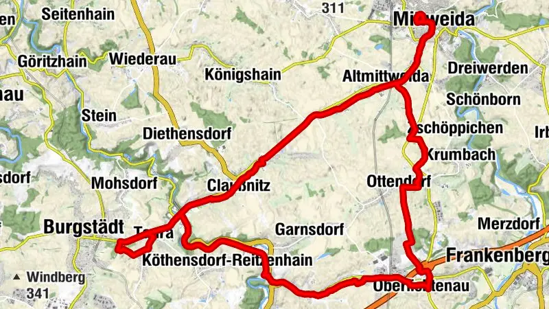 Purple Path Tour: Burgstädt - Mittweida - Lichtenau