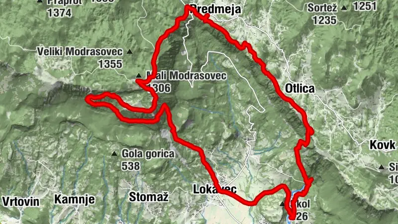 Ajdovščina -  Lokovec- Mala Gora- Čaven - Predmeja - Otliško okno - izvir reke hubelj