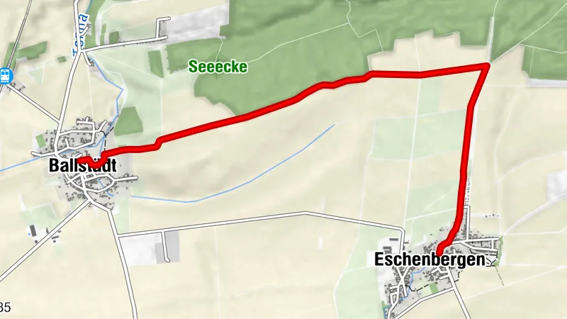 Ballstädt - Eschenbergen über Schwedenkreuz