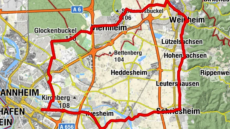Rundtour Mannheim - Ladenburg - Weinheim