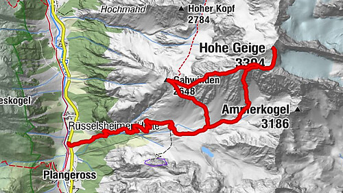 Hohe Geige über Gawinden und den Westgrat
