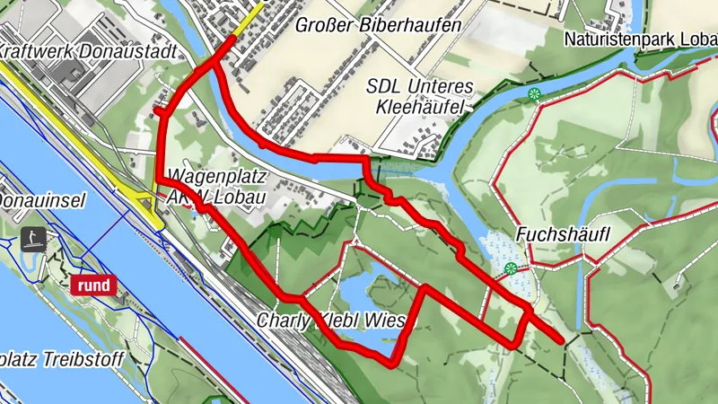 Rundwanderweg LOBAU, Naufahrtbrücke (Mühlwasser)- Dechantlacke - Nationalparkhaus Wien-Lobau - Naufahrtbrücke, Wien/Österreich