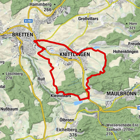 Bretten - Kleinvillars - Aalkistensee - Maulbronn - Knittlingen - Bretten