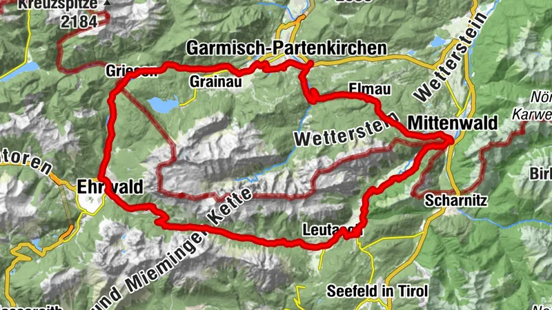 Königs Radtour um die Zugspitze. Garmisch-Partenkirchen, Elmau, Mittenwald, Leutach, Ehrwald, Garmisch