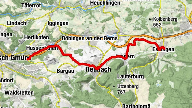 Ostalb-Radrunde - V7 Schwäbisch Gmünd - Essingen