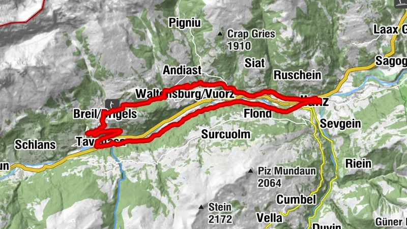 Parcours circulaire Vallada à partir de Brigels ou d’Ilanz