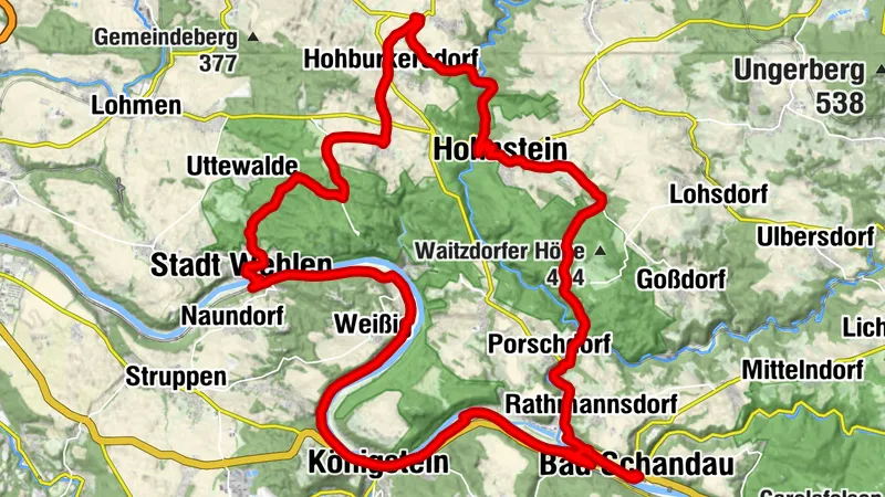 Tour 4: Radrunde von Bad Schandau durch die Vordere Sächsische Schweiz