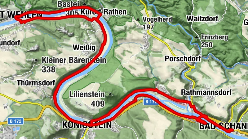 Tour 2: Rundtour auf dem Elberadweg von Bad Schandau nach Wehlen