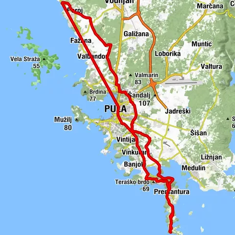 Peroj Portic-rt Kamenjak-Pula-ob obali Peroj Portic