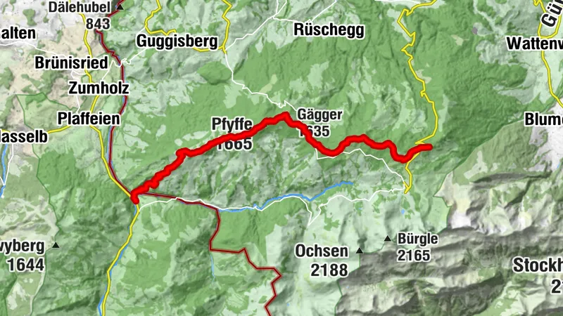Trail du sentier panoramique du Gantrisch