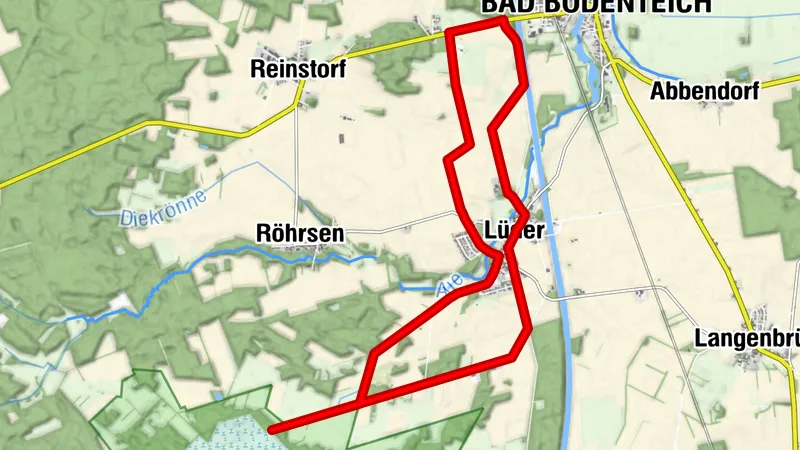 Bad Bodenteich-Lüder: Wanderweg "Büffeltour" (Rundweg 14,3 km)