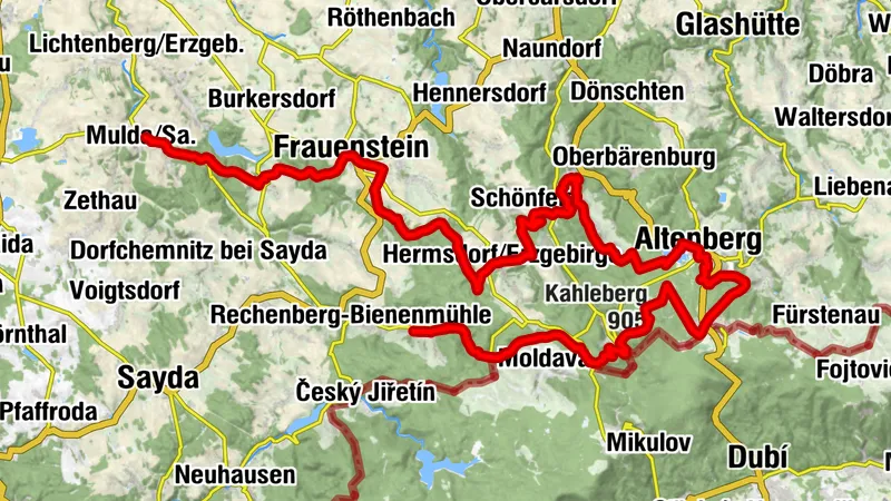 BLOCKLINE Gesamtstrecke an zwei Tagen: 1. Tag Holzhau - Mulda (Kombination Freiberger Eisenbahn)