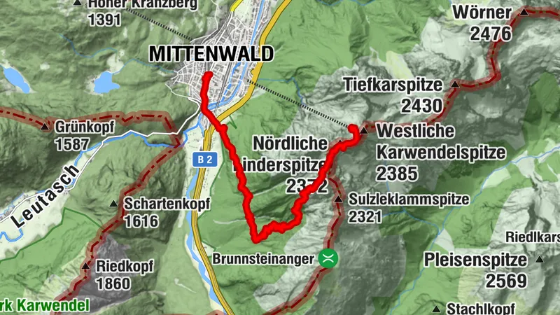 Mittenwald Brunnsteinhütte Heinrich Noel Steig KarwendelBahn