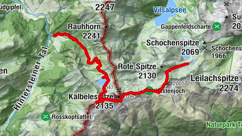 Landsberger Hütte - Schrecksee - Bushaltestelle Auele