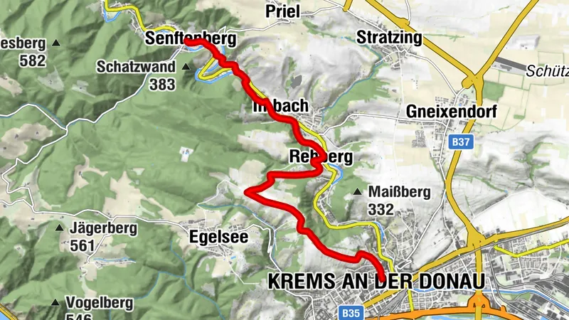 Weitwanderweg Kremstal-Donau im Winter 15: Senftenberg - Krems