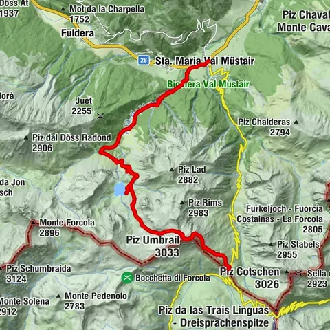Piz Umbrail et descente jusqu'au Lai da Rims