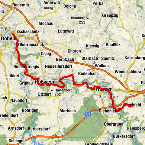 Chemin de Luther en Saxe - accès de Hirschfeld à Döbeln