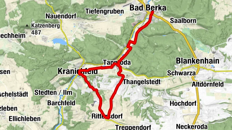 Parcours à vélo vers Tannroda