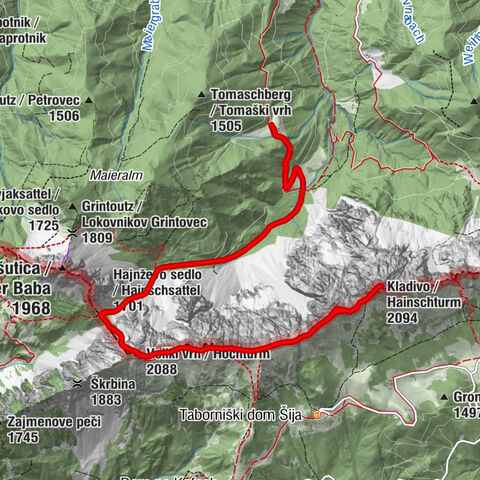 Hochturm 2088 m und Hajnzturm 2092 m in den Karawanken