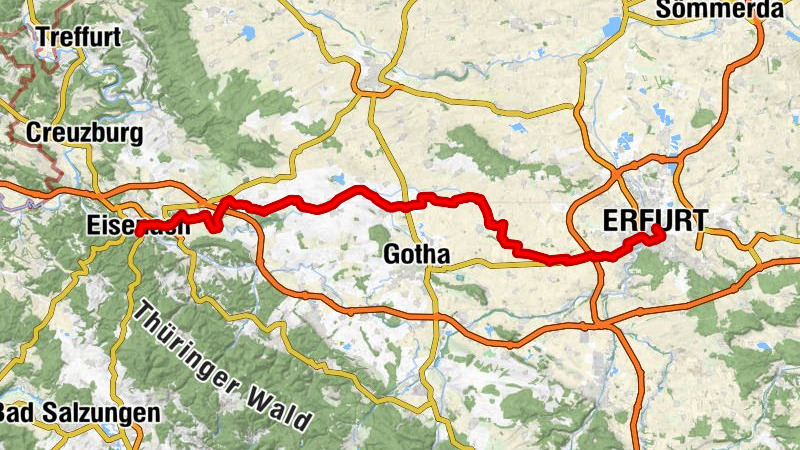 Balade à vélo « Nessetal-Radweg » – D’Erfurt à Eisenach