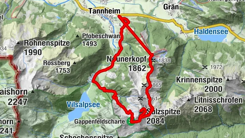 De Tannheim à la Sulzspitze